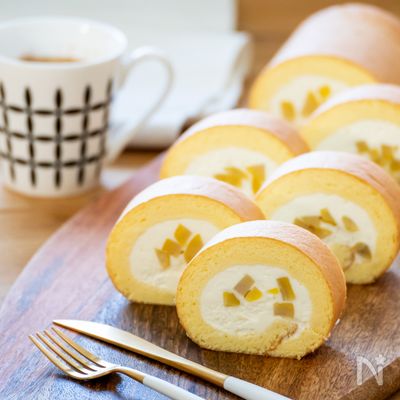 ふわふわ♩ 栗の純生ロールケーキ