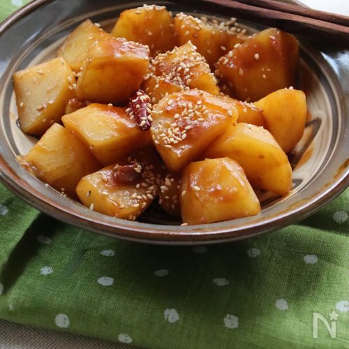 『じゃがいものぴり辛ソース煮』こってり甘辛味でおいしい！
