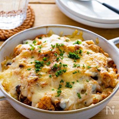 食べ応え抜群!!豆腐ミートチーズ焼き