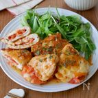 叩いて伸ばしてボリューム満点！ささみのトマトチーズはさみ焼き