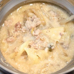 えんぢさんの作ってみた!投稿(ひき肉とキャベツの豆乳スープ【コクうま！スープに迷ったら♪】)