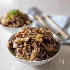 【マイタケで量増し・牛丼】野菜たっぷり！牛丼。