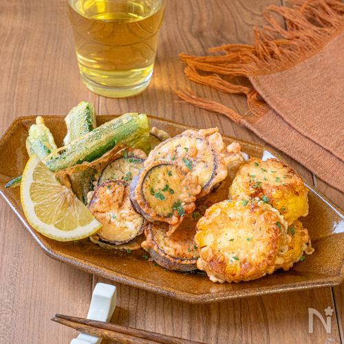 【保存版】だし香る夏野菜のザクザク揚げ｜うどんスープおつまみ