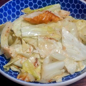 オレンジの作ってみた!投稿(レンジで5分！【キャベツとちくわのおかかマヨサラダ】)