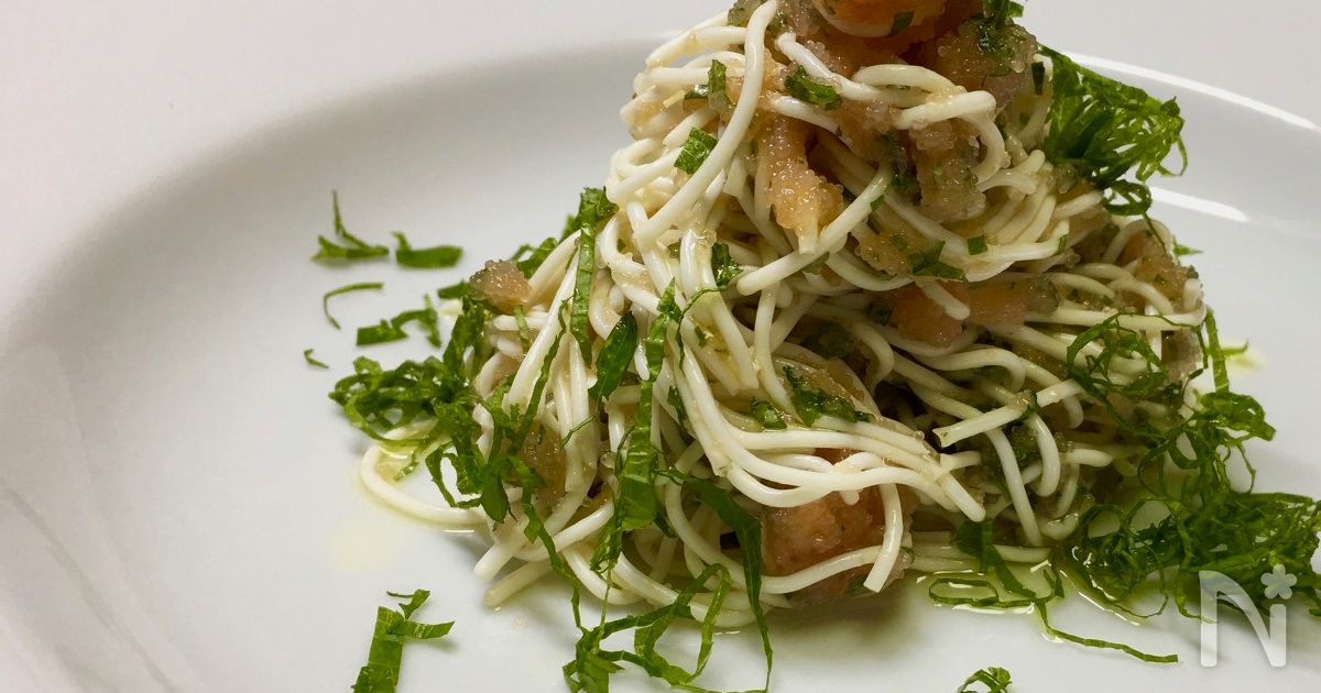 これから流行る？豆腐麺！ 明太子と大葉の豆腐麺冷製パスタ