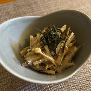 puricoの作ってみた!投稿(ごぼうの明太海苔サラダ（マヨ無し、味噌ヨーグルトソース）)