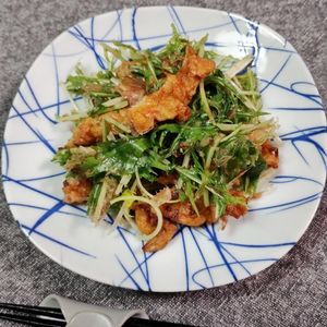 M＊Pの作ってみた!投稿(おつまみ風！さつま揚げと水菜の簡単和風サラダ♪)