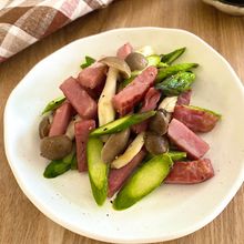 味付け簡単!しめじとアスパラベーコンの炒め物