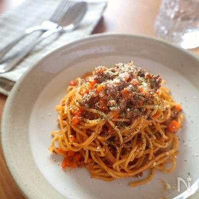 ワンパン♡ミートソースパスタ
