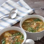 シャキふわっ！水菜とたまごの牡蠣だしとろみスープ