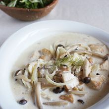 鶏むね肉と茸の柔らかクリーム煮