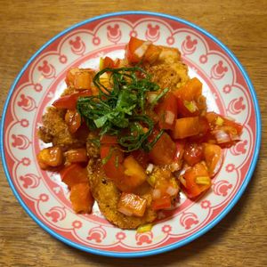 みわの作ってみた!投稿(たっぷりトマトのピリ辛油淋鶏)