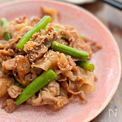 簡単‼︎
豚こま肉✖️いんげんの甘辛炒め