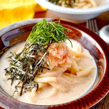夏にもさっぱり食べられる♪【 明太子クリームうどん 】