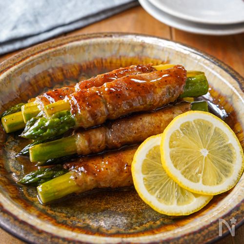 【アスパラ豚ロースのレモンバター】お弁当にも♡︎10分副菜♪