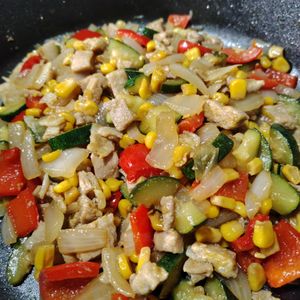 rantomoの作ってみた!投稿(ゴロゴロ野菜と豚肉の甘辛炒め)