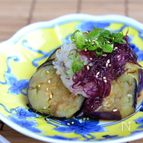 蒸しなすとふのりのおろしポン酢