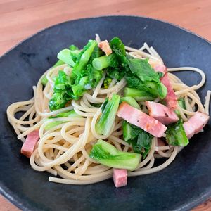 tomの作ってみた!投稿(【10分でできる！】菜の花とベーコンの和風パスタ)