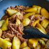 皮むきなすと牛こまの中華風とろみ煮の工程5