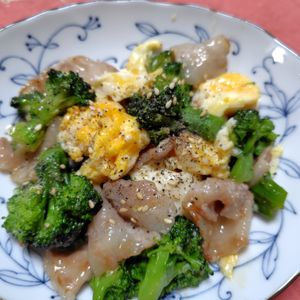 コスモスの作ってみた!投稿(ブロッコリーと豚バラと卵の旨塩中華とろみ炒め)
