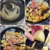 新じゃが芋と新玉ねぎ、スナップえんどうの春グラタンの工程1