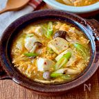 豆腐と白菜のまろやかチゲ風ふわたまスープ