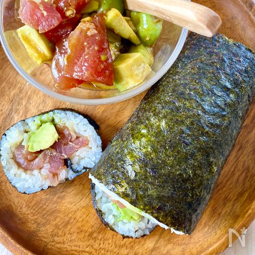 マグロのお刺身 アヒポキ巻き 恵方巻 巻き寿司 レシピサイトnadia マグロのお刺身 アヒポキ巻き 恵方巻 巻き寿司 レシピサイトnadia