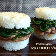ポークバーガーおかひじき添え 胡麻ガーリック味