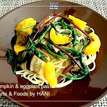 お野菜たっぷりパスタ♪ルッコラ&プッチーニ&丸茄子