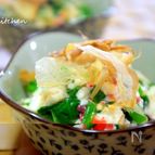 つるむらさきと崩し豆腐の梅肉和え