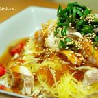 野菜たのしむにんにく醤油で!そうめんかぼちゃ棒々鶏