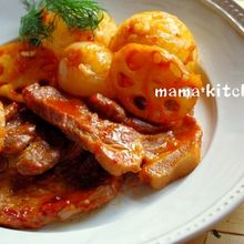 丸ごと玉葱のやわらかポークチャップ