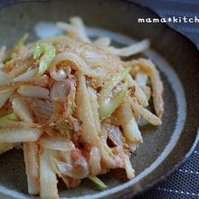 長芋とセロリのとろり明太子炒め