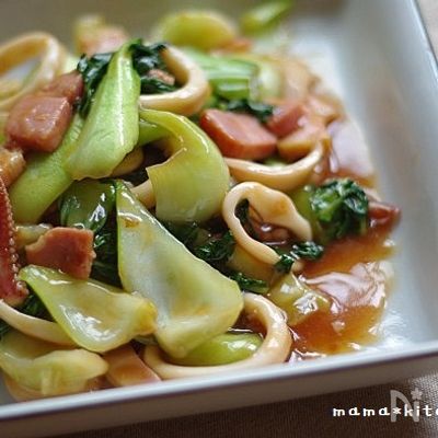 イカとチンゲン菜の中華餡がらめ