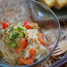 お素麺で!柚子胡椒香るオクラとツナの和風冷製パスタ