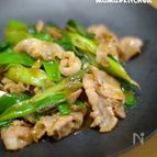 豚バラと九条ネギの甘辛炒め