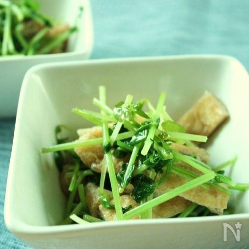 豆苗と油揚げの中華風煮びたし