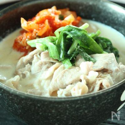ぽかぽか豚キムチ豆乳うどん
