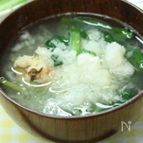 ぷりっぷり海老団子とほうれん草のかぶみぞれ汁