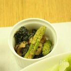 焼きアスパラガスのめんたい磯辺あえ