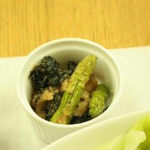 焼きアスパラガスのめんたい磯辺あえ