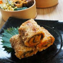 香ばしい胡麻♪コチュジャン＆パルミジャーノ紫蘇のポーク巻き
