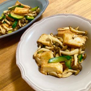ゆかりの作ってみた!投稿(旨味たっぷり♪【厚揚げときゅうりときのこの旨だれ炒め】)