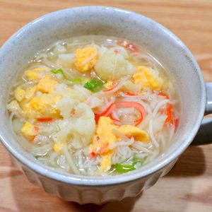 まゆの作ってみた!投稿(ダイエット＆ビタミンC補給！カリフラワーとえのきの卵スープ)