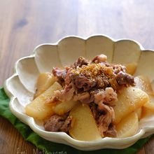 レンジで簡単!大根と牛こまの生姜煮