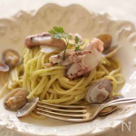 ヒイカとアサリのスパゲッティ うすい豆のソース By Kumicuisine レシピサイト Nadia ナディア プロの料理家のおいしい レシピ