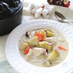 甘くてほくほく！さつまいもと鶏肉のクリームシチュー