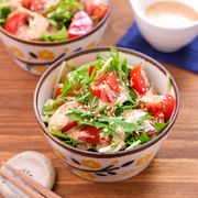 【水菜とトマトのごまだれサラダ】混ぜてかけるだけ！