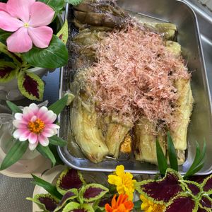 そら・ゆずの作ってみた!投稿(ひと味違う！！長なすで作る美味しい焼きなす)