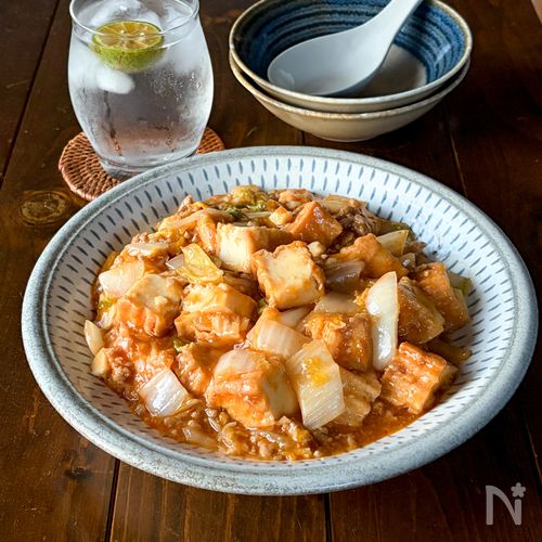ワンパンでヘルシー満足◎【白菜と厚揚げ麻婆豆腐】